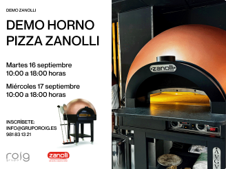 Formación horno pizza Zanolli en A Pobra do Caramiñal con el chef Marco Viesi, demostrando técnicas de pizza napolitana y romana