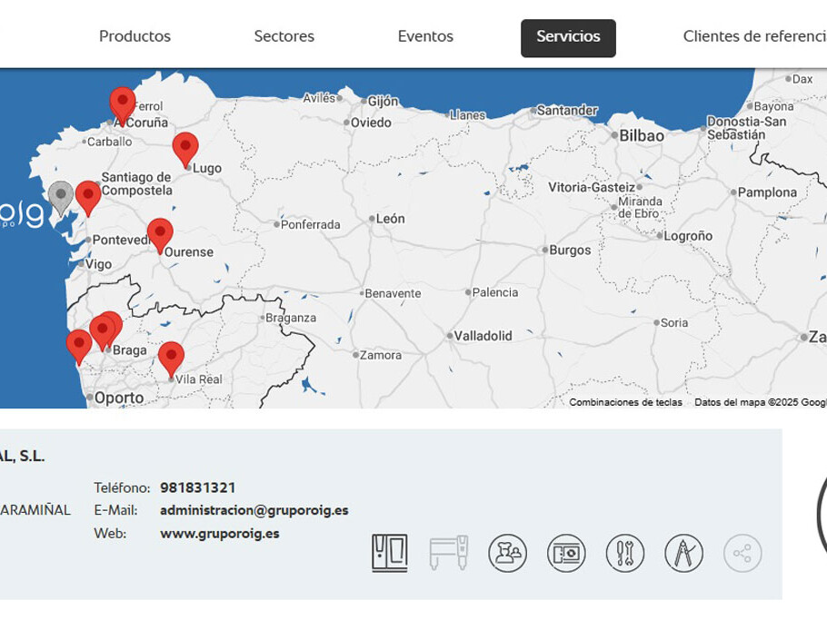 Mapa de distribución de Grupo Roig como distribuidor oficial Rational